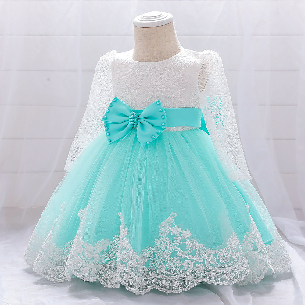 Children's Dress Lace Long Sleeve Puffy Baby Shower
