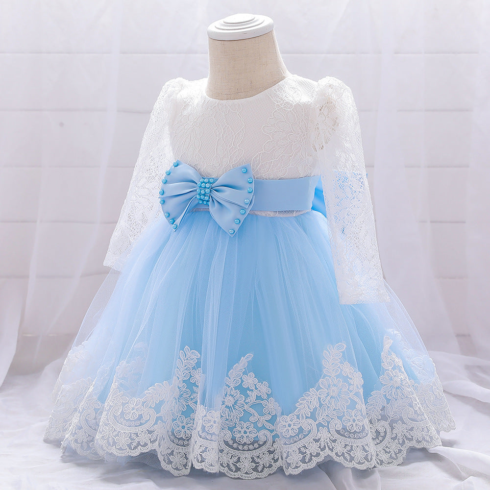 Children's Dress Lace Long Sleeve Puffy Baby Shower
