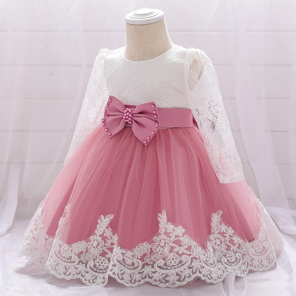 Children's Dress Lace Long Sleeve Puffy Baby Shower