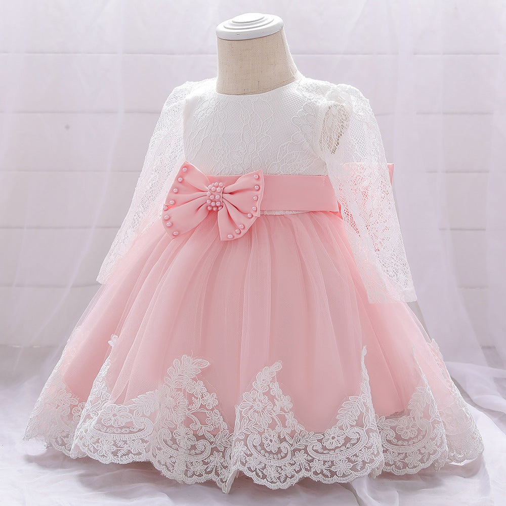 Children's Dress Lace Long Sleeve Puffy Baby Shower